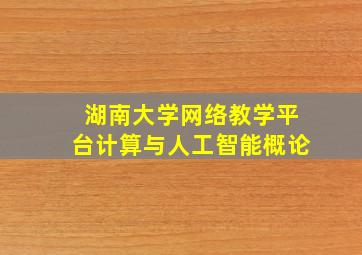 湖南大学网络教学平台计算与人工智能概论