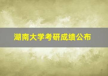 湖南大学考研成绩公布