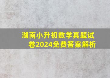 湖南小升初数学真题试卷2024免费答案解析