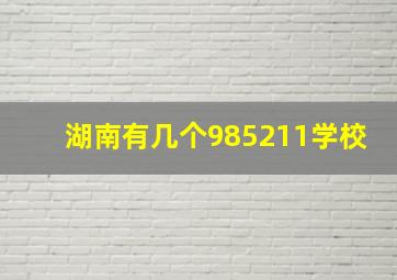 湖南有几个985211学校