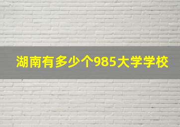 湖南有多少个985大学学校