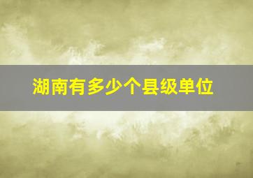 湖南有多少个县级单位