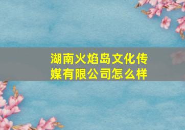 湖南火焰岛文化传媒有限公司怎么样