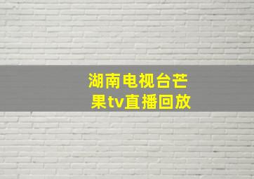 湖南电视台芒果tv直播回放