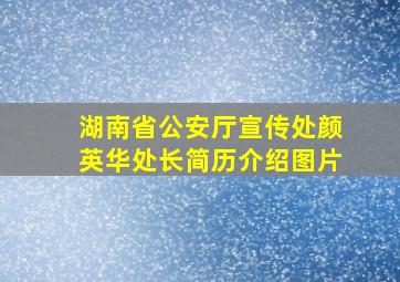 湖南省公安厅宣传处颜英华处长简历介绍图片