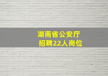 湖南省公安厅招聘22人岗位