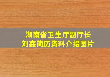 湖南省卫生厅副厅长刘鑫简历资料介绍图片