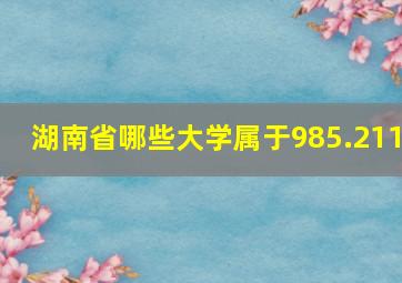 湖南省哪些大学属于985.211