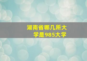 湖南省哪几所大学是985大学