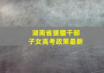 湖南省援疆干部子女高考政策最新