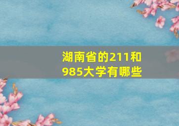 湖南省的211和985大学有哪些