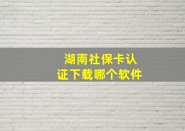 湖南社保卡认证下载哪个软件