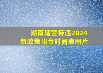 湖南辅警待遇2024新政策出台时间表图片