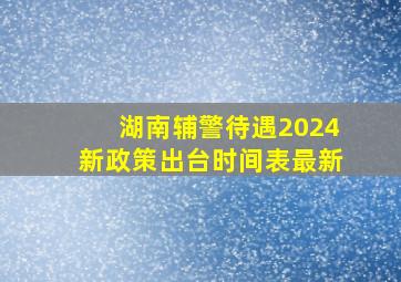 湖南辅警待遇2024新政策出台时间表最新