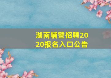 湖南辅警招聘2020报名入口公告