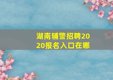 湖南辅警招聘2020报名入口在哪