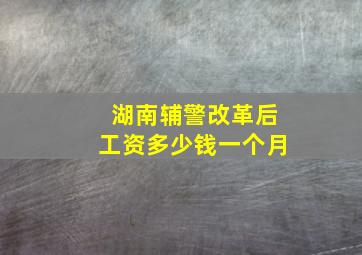 湖南辅警改革后工资多少钱一个月