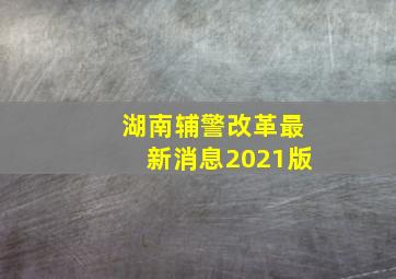 湖南辅警改革最新消息2021版