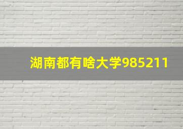 湖南都有啥大学985211