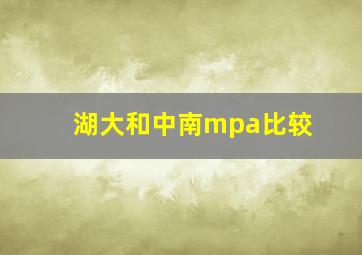 湖大和中南mpa比较