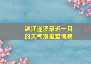 湛江遂溪最近一月的天气预报查询表