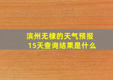 滨州无棣的天气预报15天查询结果是什么