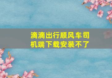 滴滴出行顺风车司机端下载安装不了