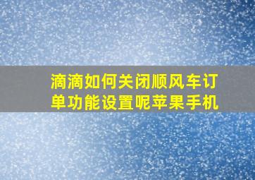 滴滴如何关闭顺风车订单功能设置呢苹果手机