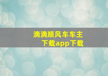 滴滴顺风车车主下载app下载