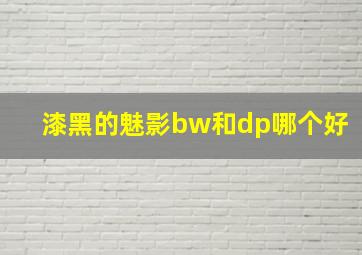 漆黑的魅影bw和dp哪个好