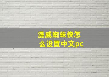 漫威蜘蛛侠怎么设置中文pc