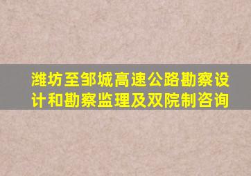 潍坊至邹城高速公路勘察设计和勘察监理及双院制咨询