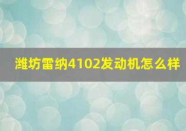 潍坊雷纳4102发动机怎么样