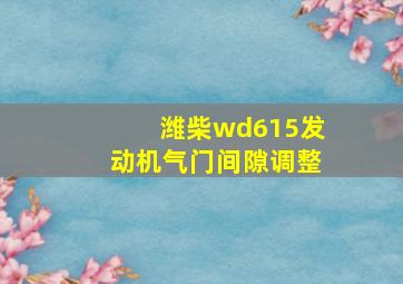 潍柴wd615发动机气门间隙调整