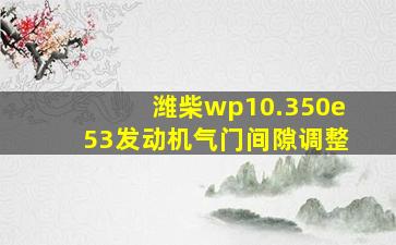 潍柴wp10.350e53发动机气门间隙调整