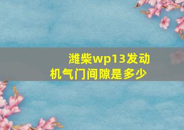 潍柴wp13发动机气门间隙是多少