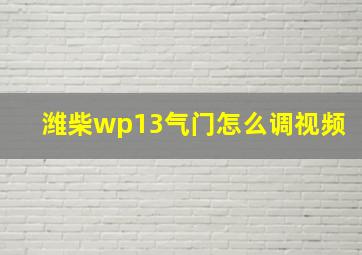 潍柴wp13气门怎么调视频