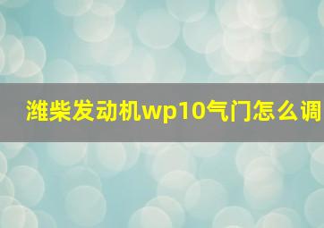 潍柴发动机wp10气门怎么调