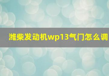 潍柴发动机wp13气门怎么调