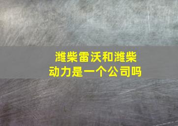 潍柴雷沃和潍柴动力是一个公司吗