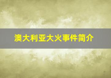 澳大利亚大火事件简介