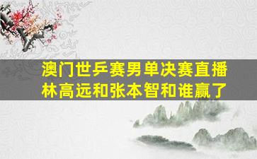 澳门世乒赛男单决赛直播林高远和张本智和谁赢了