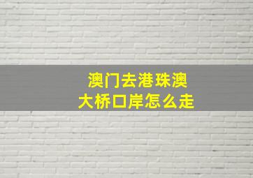 澳门去港珠澳大桥口岸怎么走