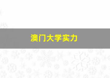 澳门大学实力