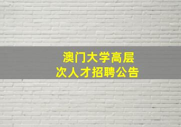 澳门大学高层次人才招聘公告