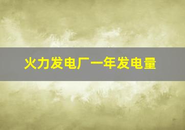 火力发电厂一年发电量