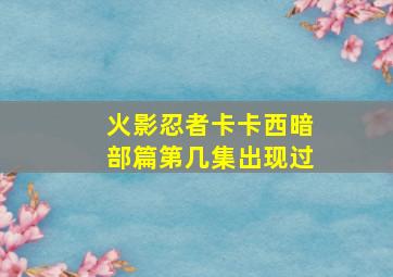 火影忍者卡卡西暗部篇第几集出现过