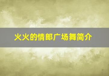 火火的情郎广场舞简介