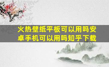 火热壁纸平板可以用吗安卓手机可以用吗知乎下载