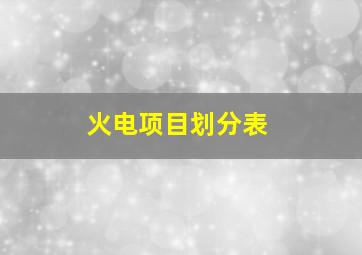 火电项目划分表